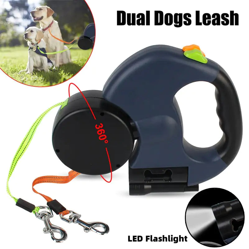 NightTwin Retractable dual leash